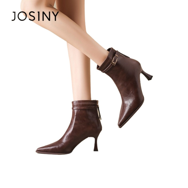 UrbanChic Pointed Toe Stiletto Boots – Women’s Short Heeled Fashion Boots