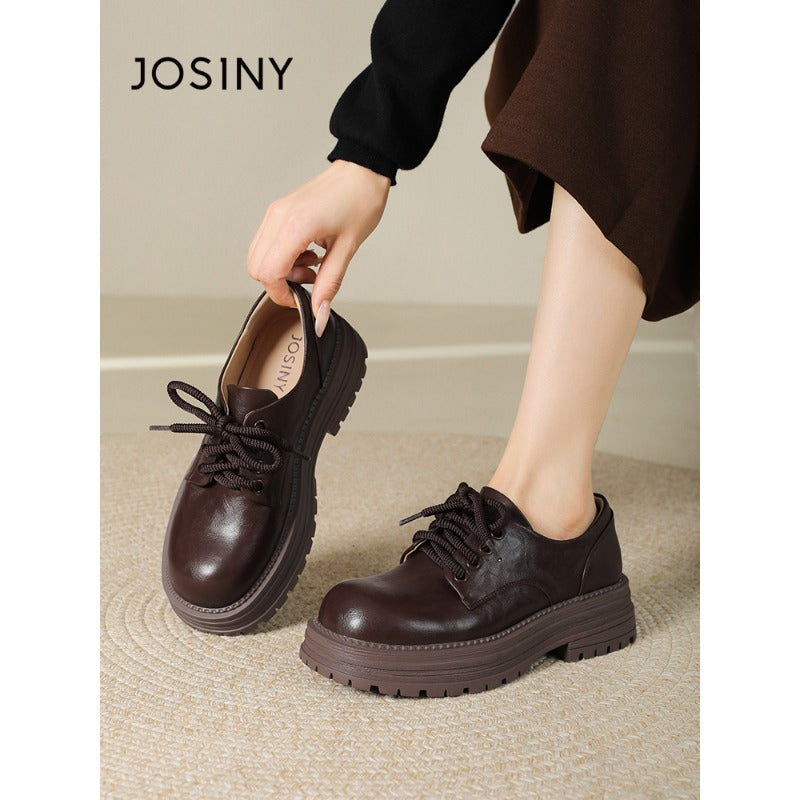 ClassicLift Platform Loafers – Women’s Black Brown Retro Oxford Shoes
