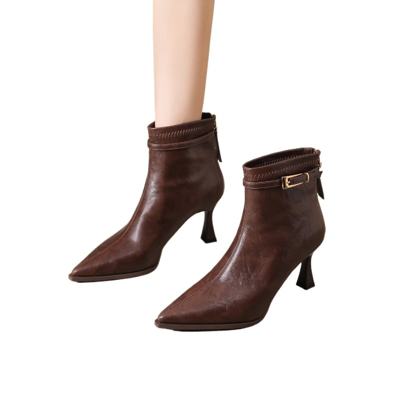 UrbanChic Pointed Toe Stiletto Boots – Women’s Short Heeled Fashion Boots