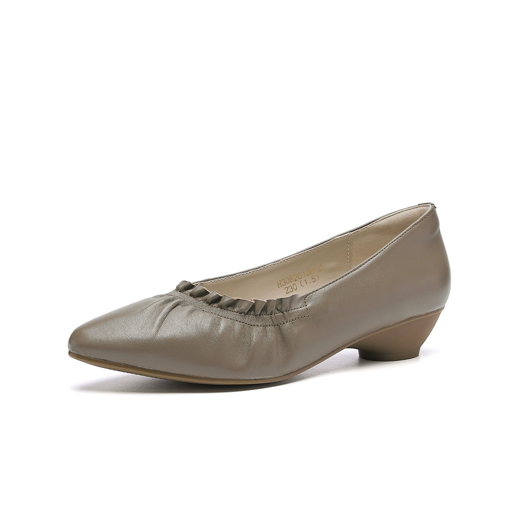 UrbanStep Slip-On Pumps – Chunky Heel Pointed Toe Leather Shoes for Women