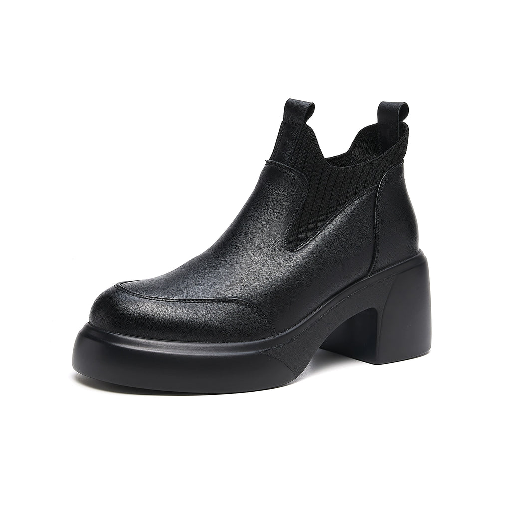 UrbanElegance Ankle Boots – Chunky Heel Square Toe Women’s Short Boots