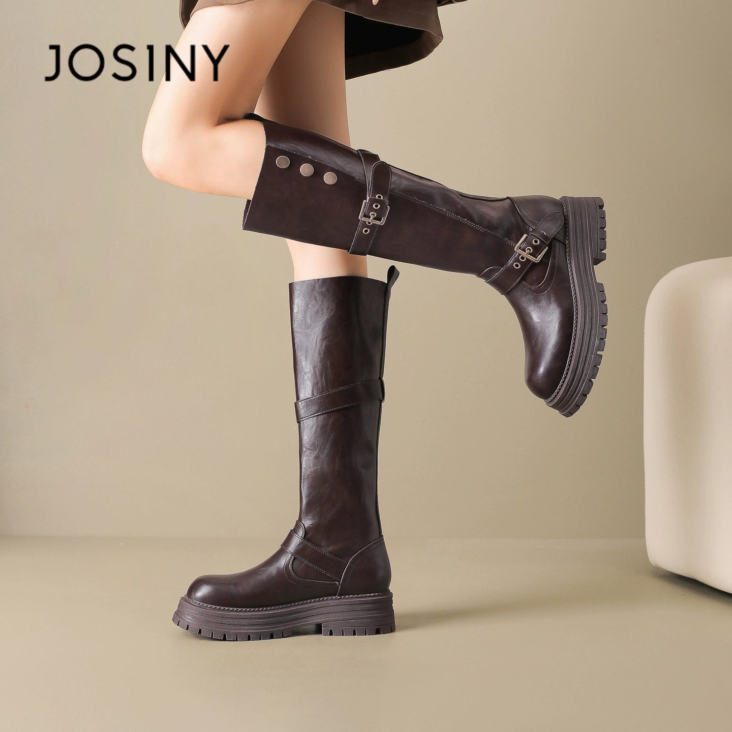 FurLined Platform Knee-High Boots – Women’s British Style Tall Riding Boots