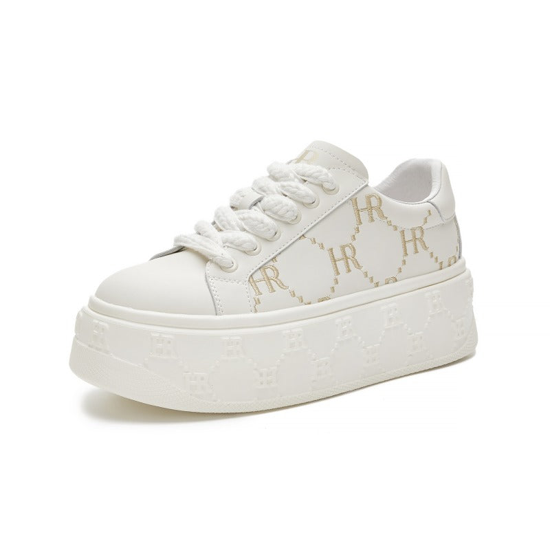UrbanLift Casual Sneakers – Chunky Thick-Soled White Sneakers for Women