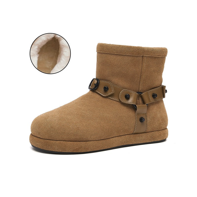 CozyStep Flat Winter Boots – Plush-Lined Short Snow Boots for Women