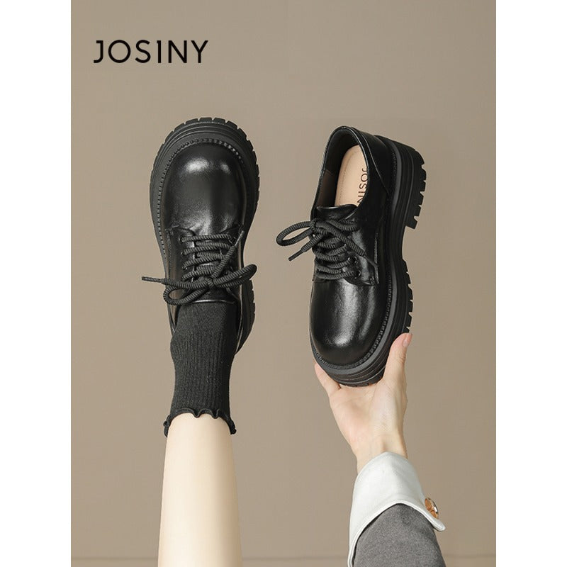 ClassicLift Platform Loafers – Women’s Black Brown Retro Oxford Shoes