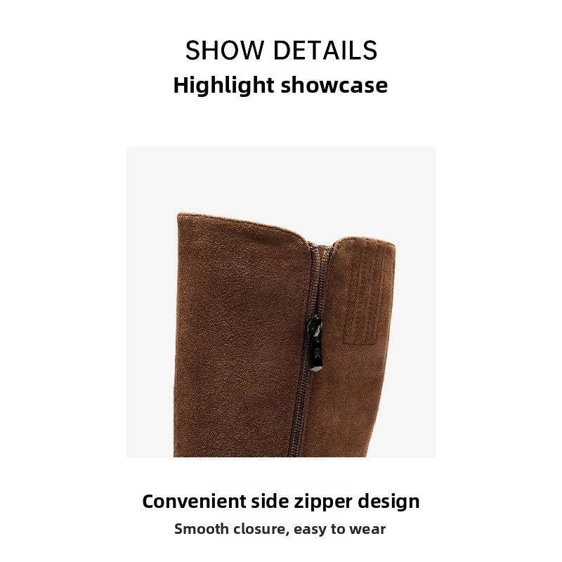 UrbanElegance Suede Knee-High Boots – Slim Stiletto Pointed Toe Women’s Boots