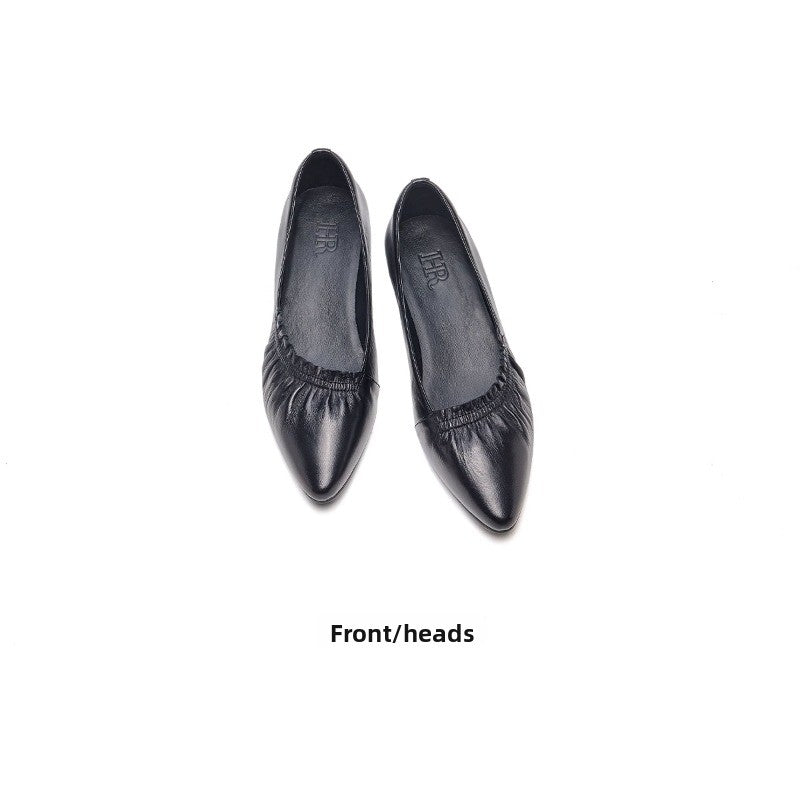 UrbanStep Slip-On Pumps – Chunky Heel Pointed Toe Leather Shoes for Women