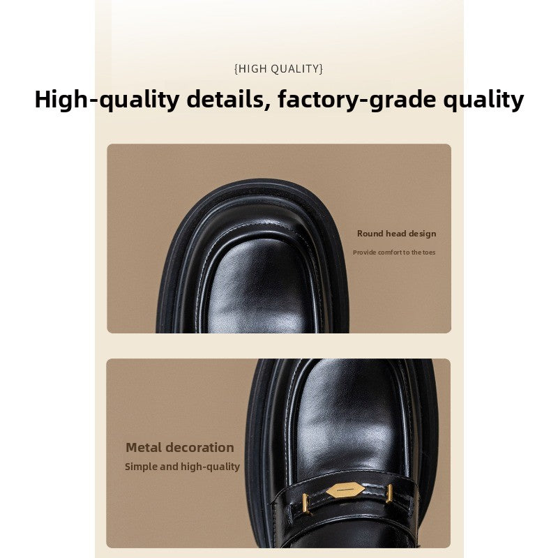 ClassicLift Slip-On Loafers – Women’s Black Thick-Heel Oxford Shoes