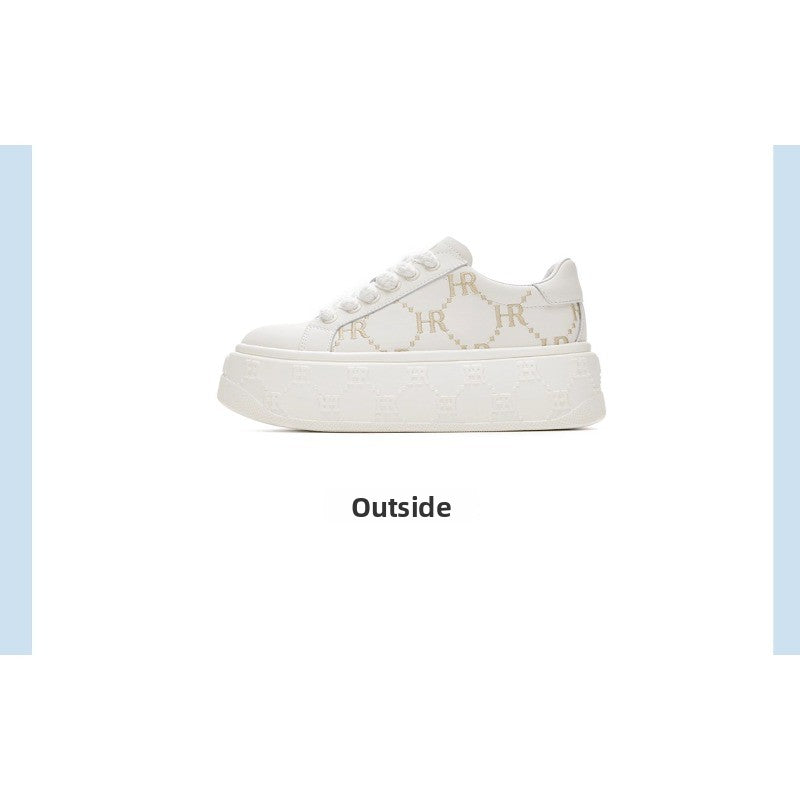 UrbanLift Casual Sneakers – Chunky Thick-Soled White Sneakers for Women