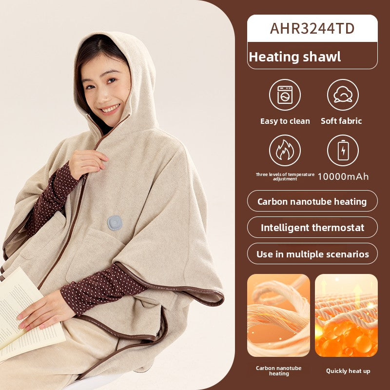 CozyWarm Heated Shawl – USB Rechargeable Electric Blanket for Home Use